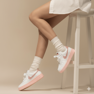 Shimmer in style with our White & Pink Glitter Charm Sneakers! ✨